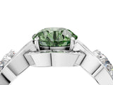 Silver Three-Stone Fancy Green Round Cut Diamond Wave Pave Band with Prong Setting_82
