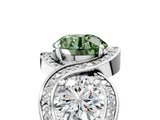 Silver Three-Stone Fancy Green Round Cut Diamond Wave Pave Band with Prong Setting_83