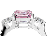 Silver Three-Stone Fancy Pink Asscher Cut Cut Classic Band Prong Setting Ring_10