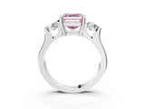 Silver Three-Stone Fancy Pink Asscher Cut Cut Classic Band Prong Setting Ring_9