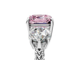 Silver Three-Stone Fancy Pink Asscher Cut Cut Milgrain Band Prong Setting Ring_11