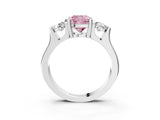 Silver Three-Stone Fancy Pink Cushion Cut Cut Classic Band Prong Setting Ring_9