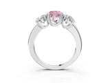 Silver Three-Stone Fancy Pink Cushion Cut Cut Diamond Ring with Channel Set Band and Four-Prong Setting_21