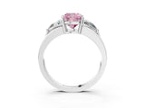 Silver Three-Stone Fancy Pink Cushion Cut Cut Diamond Ring with Trillion Side Stones on a Split Shank Band_33
