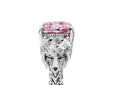 Silver Three-Stone Fancy Pink Cushion Cut Cut Milgrain Band Prong Setting Ring_23
