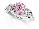 Silver Three-Stone Fancy Pink Cushion Cut Diamond Channel Set Engagement Ring with Prong Setting_25
