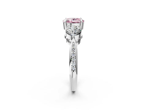 Silver Three-Stone Fancy Pink Cushion Cut Diamond Channel Set Engagement Ring with Prong Setting_26
