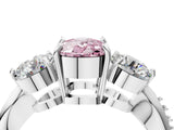 Silver Three-Stone Fancy Pink Cushion Cut Diamond Channel Set Engagement Ring with Prong Setting_28