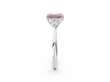 Silver Three-Stone Fancy Pink Emerald Cut Diamond Ring with Pear  Side Stones in Four-Prong Setting_14