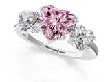 Silver Three-Stone Fancy Pink Heart Cut Cut Diamond Ring with Channel Set Band and Four-Prong Setting_25