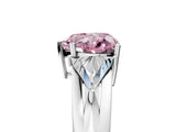 Silver Three-Stone Fancy Pink Heart Cut Cut Diamond Ring with Trillion Side Stones on a Split Shank Band_47