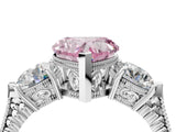 Silver Three-Stone Fancy Pink Heart Cut Cut Milgrain Band Prong Setting Ring_82