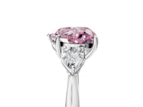 Silver Three-Stone Fancy Pink Heart Cut Diamond Ring with Pear  Side Stones in Four-Prong Setting_17