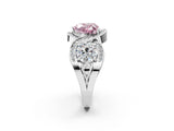 Silver Three-Stone Fancy Pink Heart Cut Diamond Wave Pave Band with Prong Setting_44