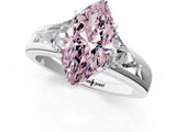 Silver Three-Stone Fancy Pink Marquise Cut Cut Diamond Ring with Trillion Side Stones on a Split Shank Band_13