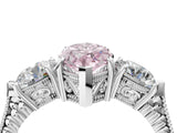 Silver Three-Stone Fancy Pink Marquise Cut Cut Milgrain Band Prong Setting Ring_10