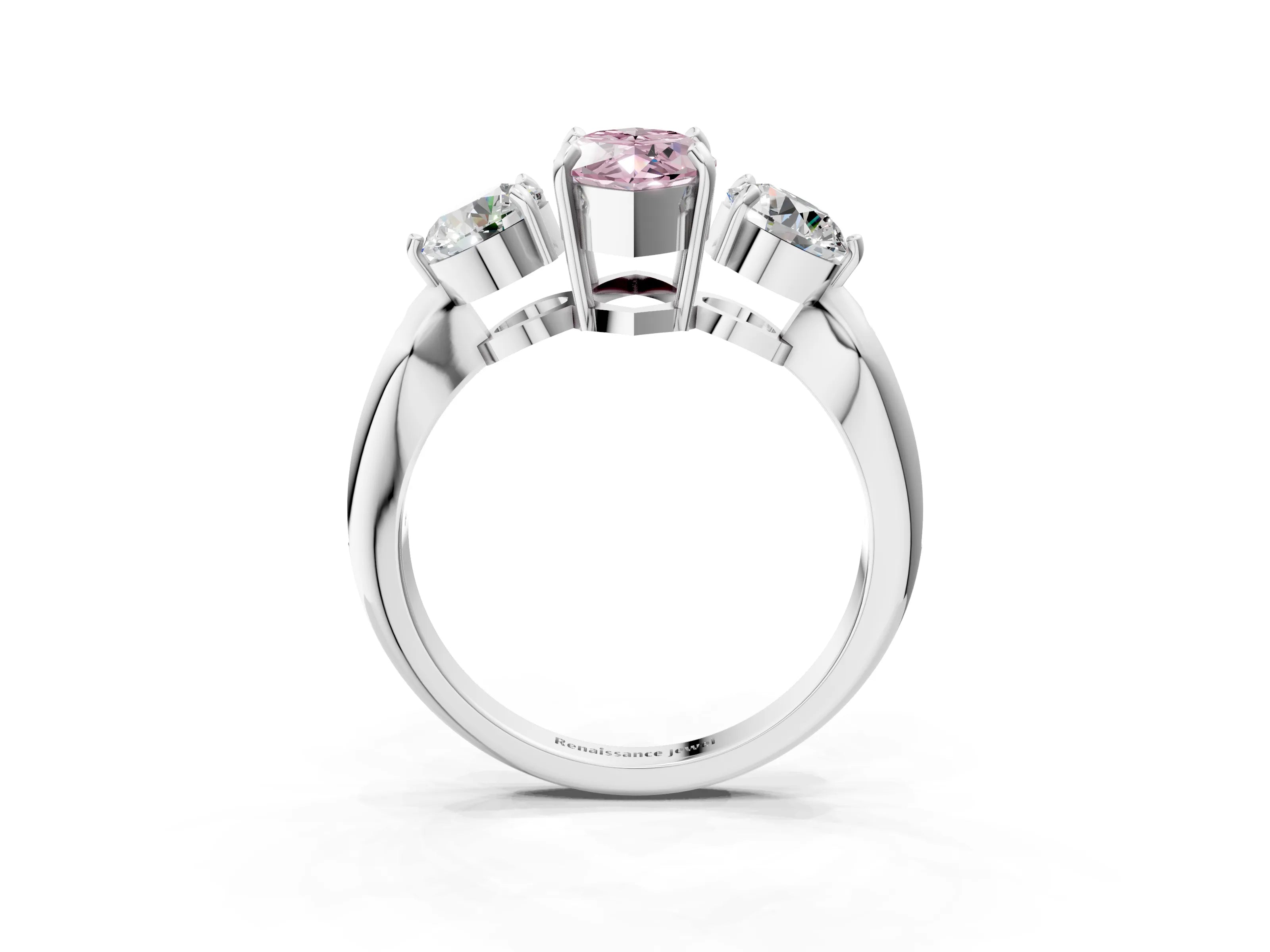 Silver Three-Stone Fancy Pink Marquise Cut Diamond Channel Set Engagement Ring with Prong Setting_21