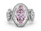 Silver Three-Stone Fancy Pink Marquise Cut Diamond Wave Pave Band with Prong Setting_78