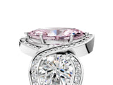 Silver Three-Stone Fancy Pink Marquise Cut Diamond Wave Pave Band with Prong Setting_83