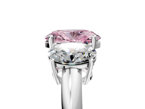 Silver Three-Stone Fancy Pink Oval Cut Cut Diamond Engagement Ring with Prong Setting on a White Gold Band_47