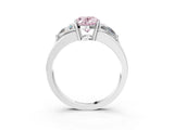 Silver Three-Stone Fancy Pink Oval Cut Cut Diamond Ring with Trillion Side Stones on a Split Shank Band_33