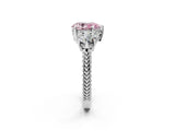 Silver Three-Stone Fancy Pink Pear Cut Cut Milgrain Band Prong Setting Ring_8