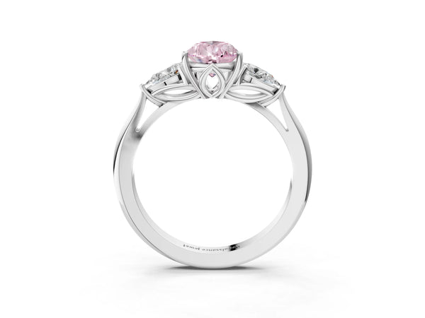 Sterling Silver Pear-Shaped Engagement Ring Setting for Fancy Pink Center with Pear Side Stones