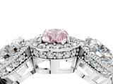 Silver Three-Stone Fancy Pink Pear Cut Halo Diamond Milgrain Band with Four-Prong Setting_10