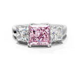 Silver Three-Stone Fancy Pink Princess Cut Cut Diamond Ring with Channel Set Band and Four-Prong Setting_24