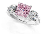 Silver Three-Stone Fancy Pink Princess Cut Diamond Channel Set Engagement Ring with Prong Setting_31