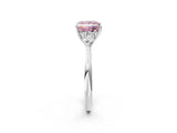 Silver Three-Stone Fancy Pink Princess Cut Diamond Ring with Pear  Side Stones in Four-Prong Setting_14