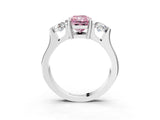 Silver Three-Stone Fancy Pink Radiant Cut Cut Classic Band Prong Setting Ring_9