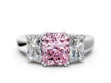 Silver Three-Stone Fancy Pink Radiant Cut Cut Diamond Ring with Channel Set Band and Four-Prong Setting_72