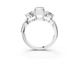 Silver Three-Stone Fancy Pink Radiant Cut Diamond Channel Set Engagement Ring with Prong Setting_21