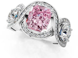 Silver Three-Stone Fancy Pink Radiant Cut Diamond Wave Pave Band with Prong Setting_37
