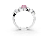 Silver Three-Stone Fancy Pink Radiant Cut Diamond Wave Pave Band with Prong Setting_39