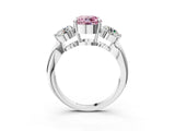Silver Three-Stone Fancy Pink Round Cut Diamond Channel Set Engagement Ring with Prong Setting_27