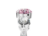 Silver Three-Stone Fancy Pink Round Cut Diamond Channel Set Engagement Ring with Prong Setting_29