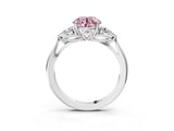 Silver Three-Stone Fancy Pink Round Cut Diamond Ring with Pear  Side Stones in Four-Prong Setting_15