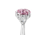 Silver Three-Stone Fancy Pink Round Cut Diamond Ring with Pear  Side Stones in Four-Prong Setting_17