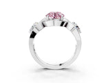Silver Three-Stone Fancy Pink Round Cut Diamond Wave Pave Band with Prong Setting_9