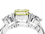 Silver Three-Stone Fancy Yellow Asscher Cut Diamond Channel Set Engagement Ring with Prong Setting_30