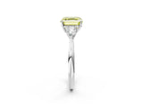Silver Three-Stone Fancy Yellow Asscher Cut Diamond Ring with Pear  Side Stones in Four-Prong Setting_14