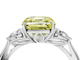 Silver Three-Stone Fancy Yellow Asscher Cut Diamond Ring with Pear  Side Stones in Four-Prong Setting_16