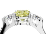 Silver Three-Stone Fancy Yellow Cushion Cut Cut Classic Band Prong Setting Ring_10