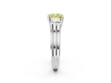 Silver Three-Stone Fancy Yellow Cushion Cut Cut Classic Band Prong Setting Ring_8