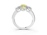 Silver Three-Stone Fancy Yellow Cushion Cut Cut Diamond Ring with Channel Set Band and Four-Prong Setting_33