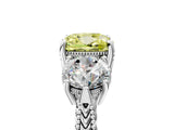 Silver Three-Stone Fancy Yellow Cushion Cut Cut Milgrain Band Prong Setting Ring_23