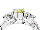 Silver Three-Stone Fancy Yellow Cushion Cut Diamond Channel Set Engagement Ring with Prong Setting_29