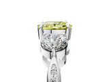 Silver Three-Stone Fancy Yellow Cushion Cut Diamond Channel Set Engagement Ring with Prong Setting_30
